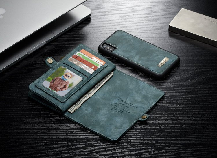 Compatible with Apple, Removable Leather Wallet Flip Stand Card Slot Case For iPhone