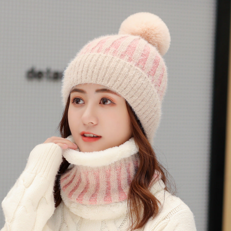 Bib One-Piece Warm Knit Hat With Ear Protection