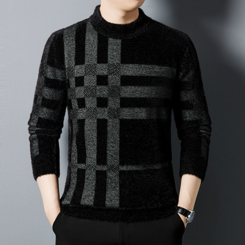 Casual All-matching Striped Thickened Knitting Top For Men