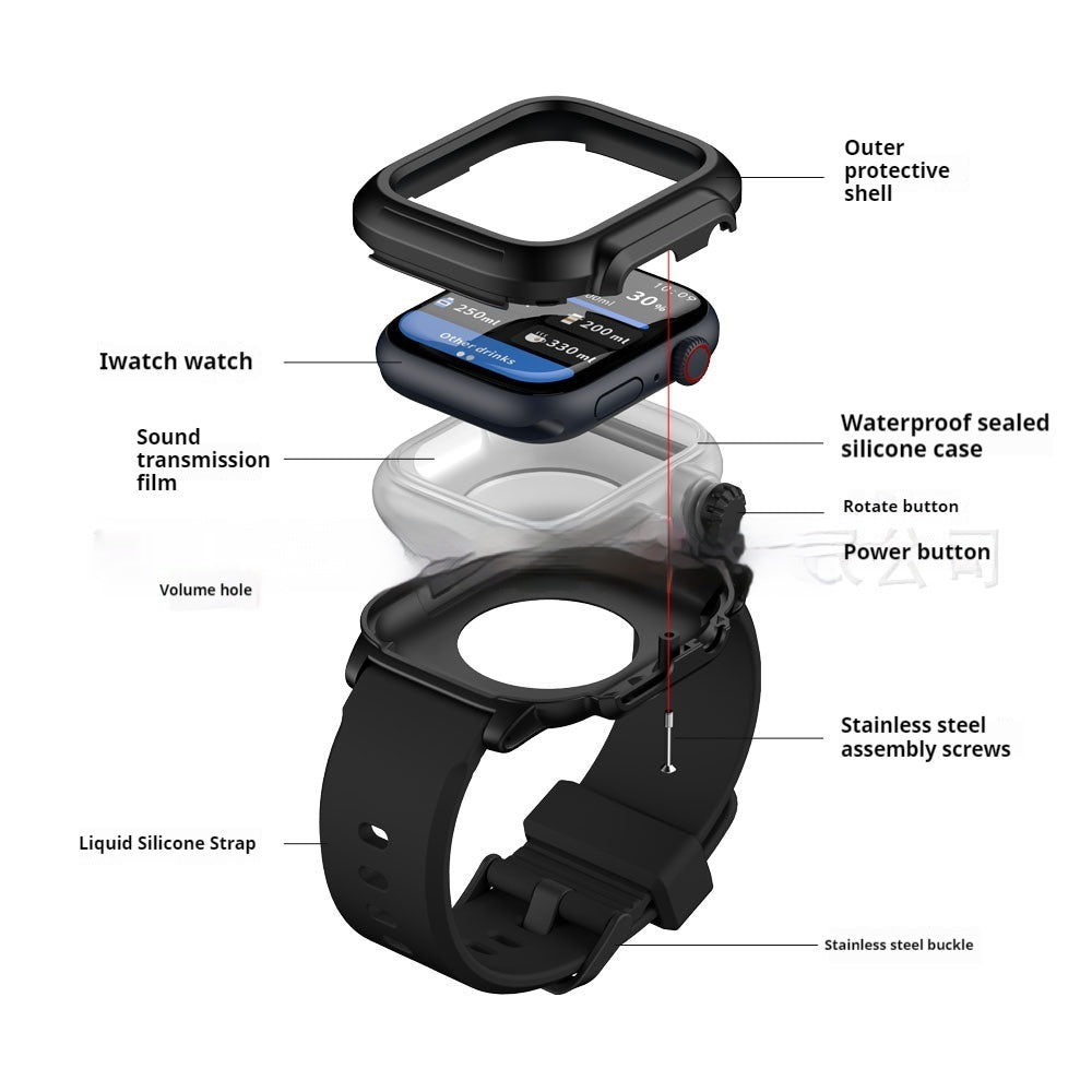 Simple Color Blocked Silicone Integrated Waterproof Strap