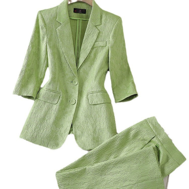 Half Sleeve Blazer And Pant Suit Ladies Women Female Jacket