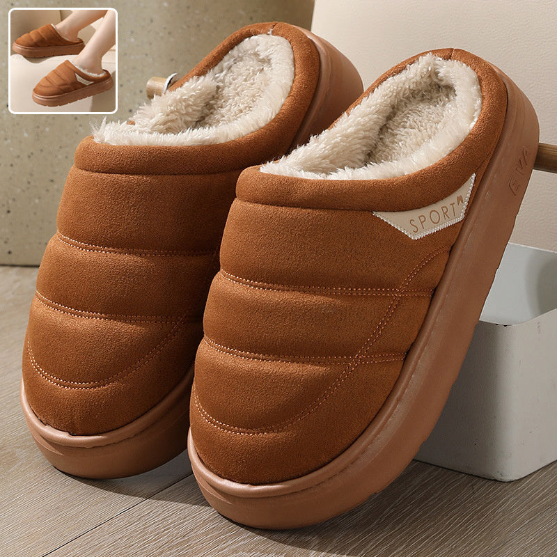 Fashion Solid Plüsch Slipper Winter Warm Indoor Boden Schlafzimmer Home Hausschuhe für Paar Dicken Sohlen Hausschuhe Frauen Männer