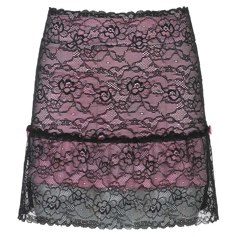 Sexy Sweet Lace Hip Skirt Women's Sexy Short Skirt With Lining