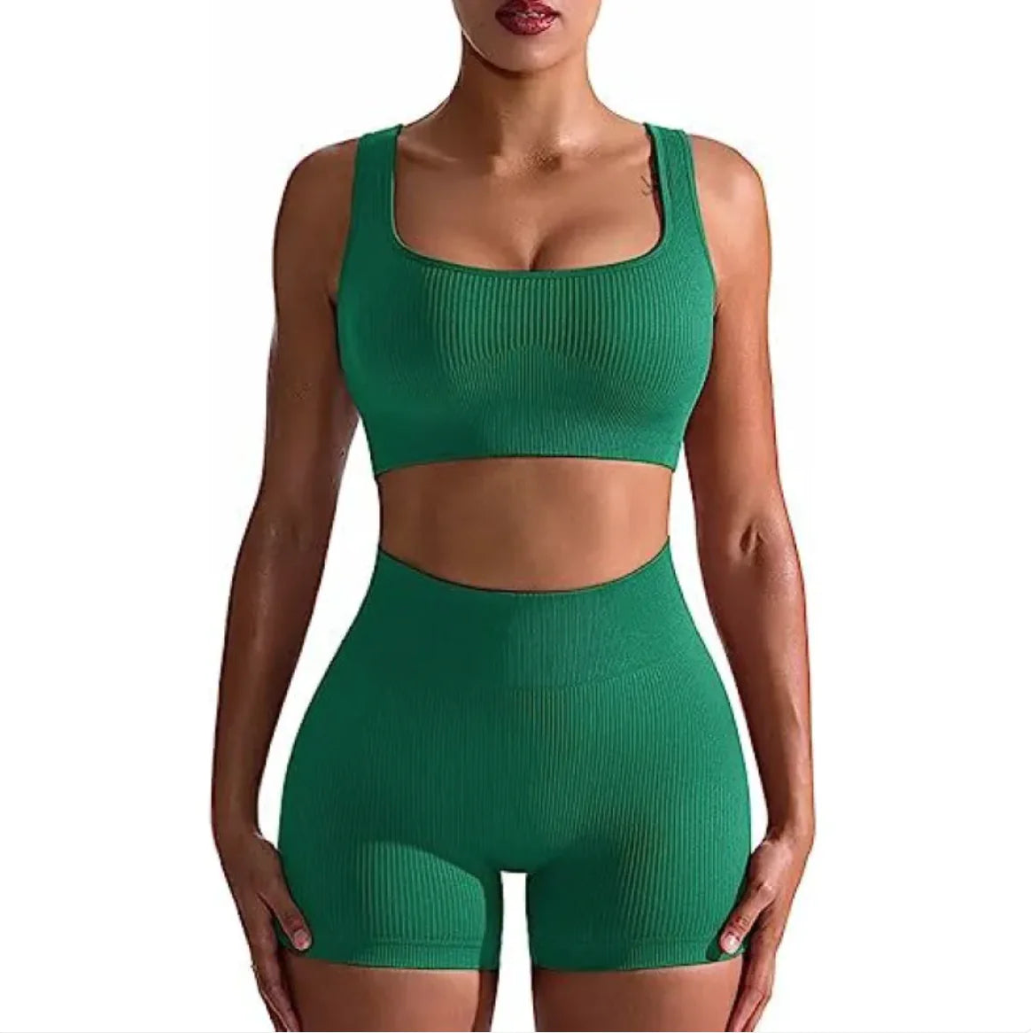 Women's Ribbed High Waist Shorts and Vest Set