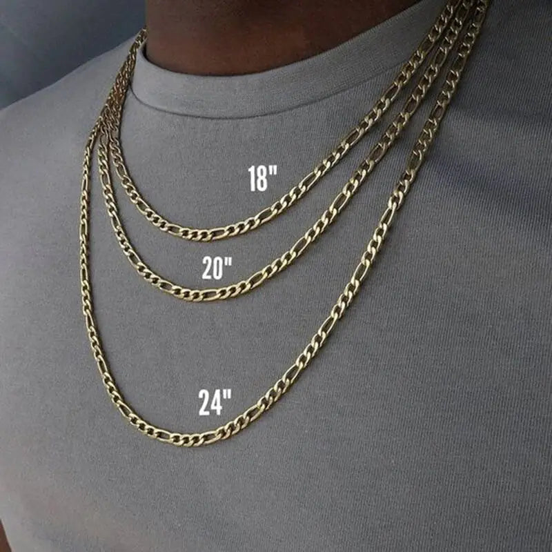 Gold Figaro Chain Necklace Set