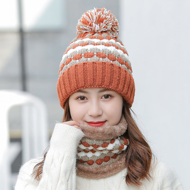 Women's Fashion Warm Scarf Hat Two-Piece Set