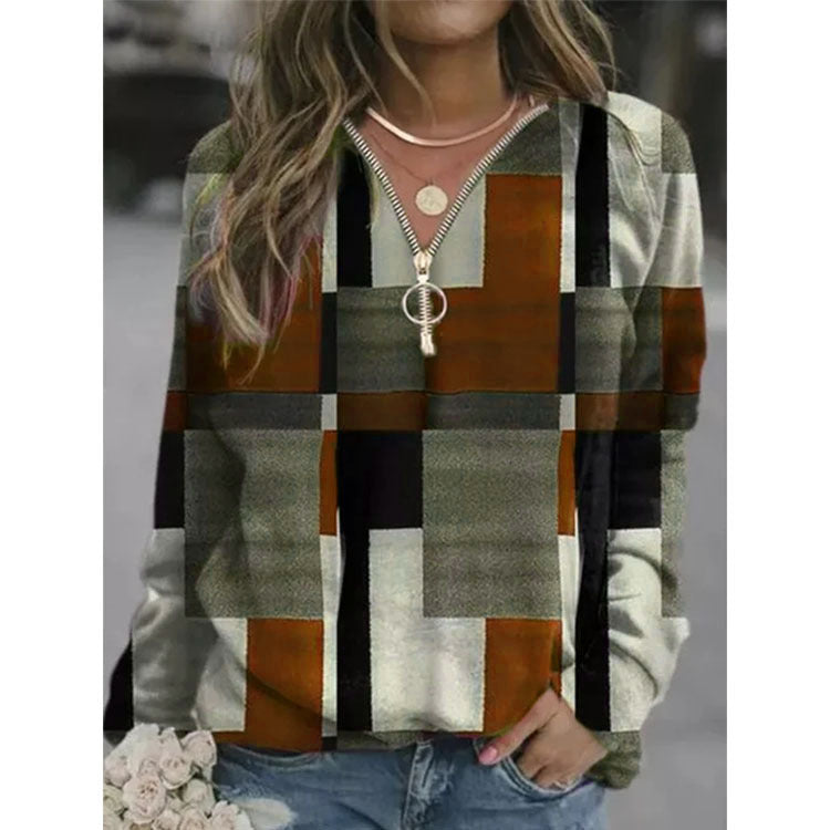 Women's Tops Checkered Sweaters Fleece Jackets