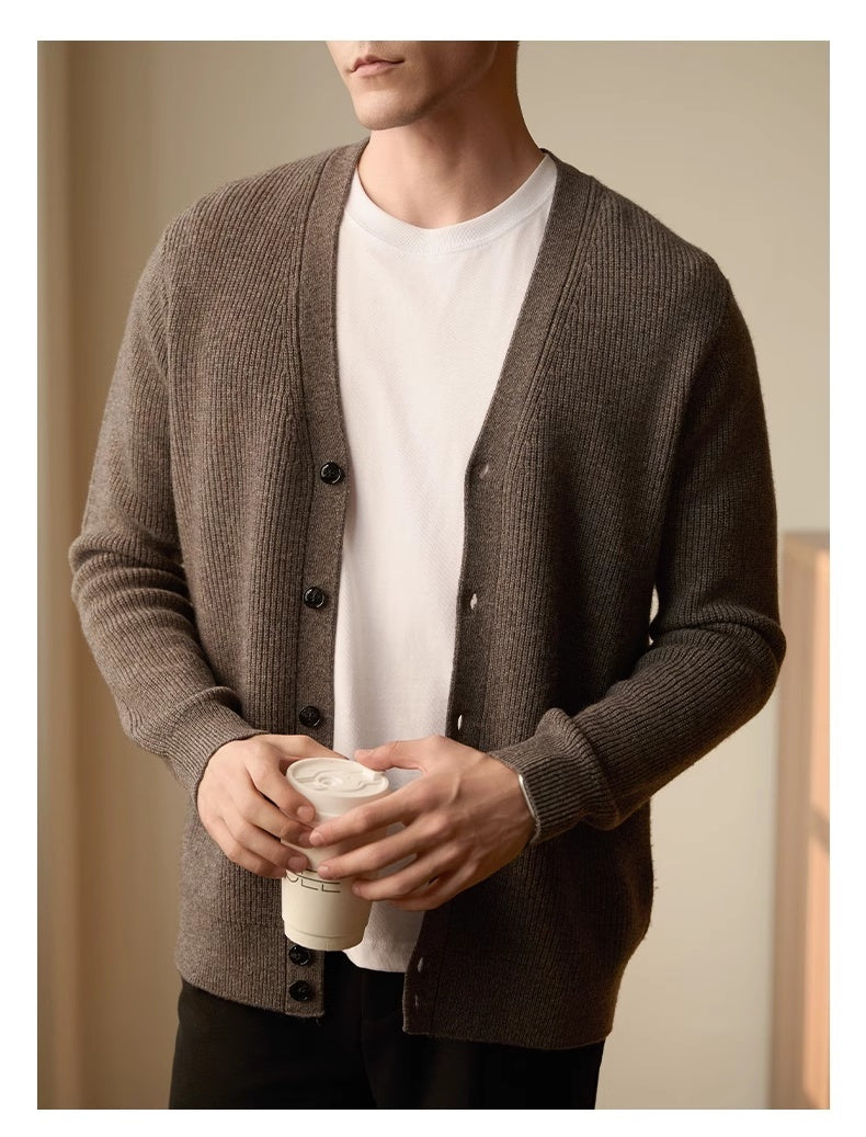 Wool Warm Cardigan Knitted Coat V-neck Casual American Men's Clothing Autumn And Winter