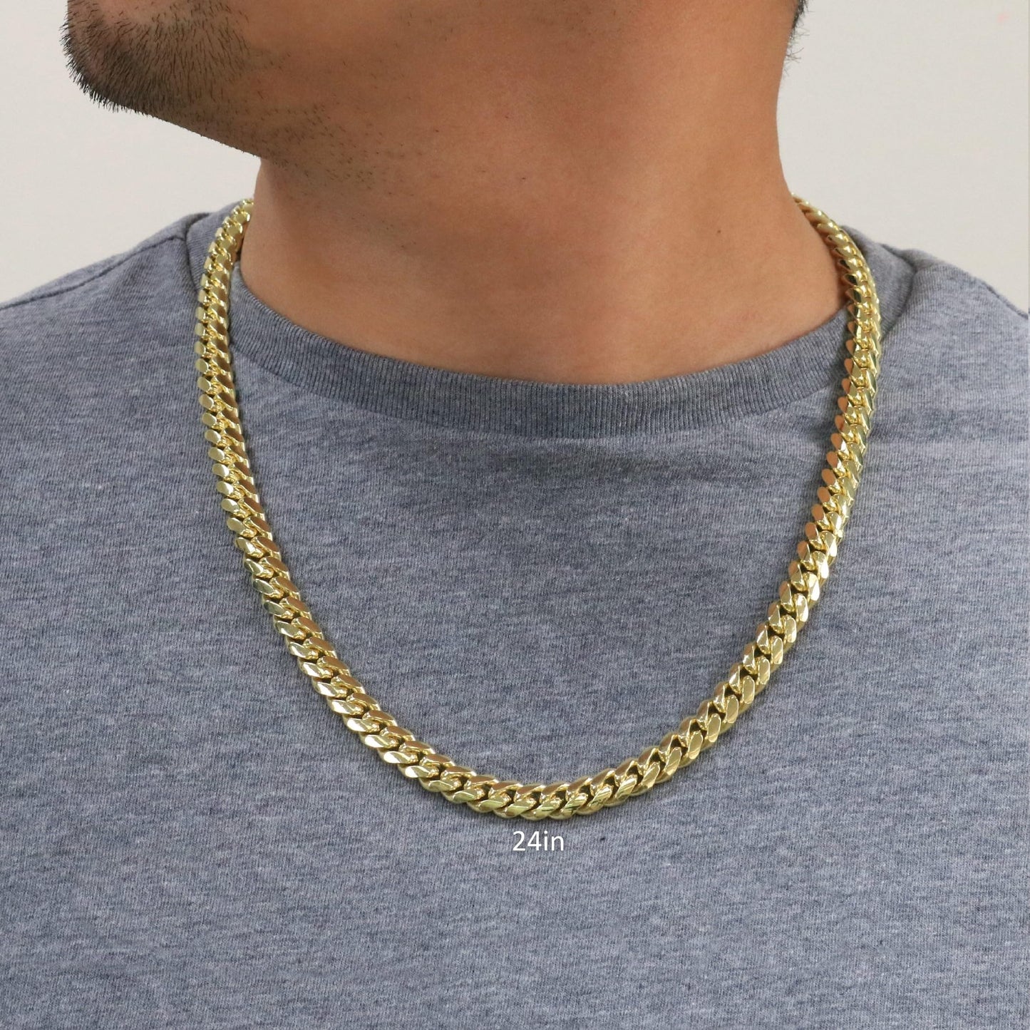 Nuragold 14k Yellow Gold 9mm Solid Miami Cuban Link Chain Necklace, Mens Jewelry Box Clasp 20" 22" 24" 26" 28" 30"