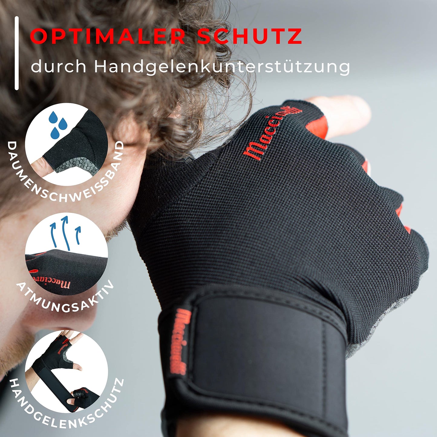 MACCIAVELLI® Fitness Handschuhe Herren Damen - Trainingshandschuhe für Krafttraining, Kraftsport, Bodybuilding - Gym Handschuhe, Fitnesshandschuhe