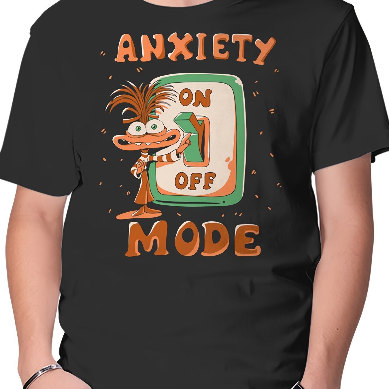 Anxiety Mode Herren T-Shirt Serie mit lustigem Muster, kurzärmelig