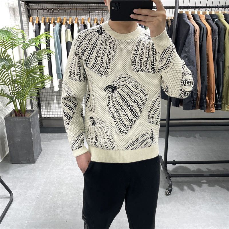 Winter New Pumpkin Jacquard Slim-fitting Sweater Bottoming Shirt