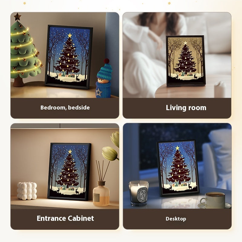 2024 neue Leucht Lautsprecher Weihnachten Baum Malerei Bluetooth Lautsprecher Desktop Ornament Geschenk Licht Und Schatten Kunst Beleuchtung