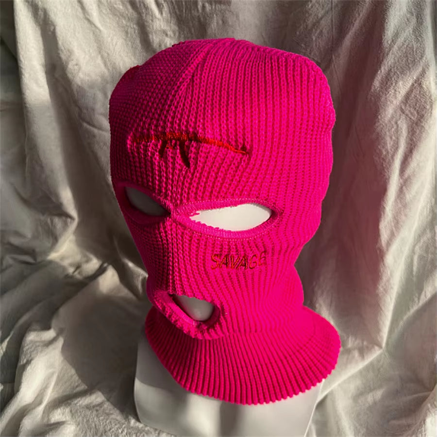 3 Hole Balaclava Full Face Cover Ski Balaclava Winter Outdoor Sport Knitted Face Cover for Outdoor Sports