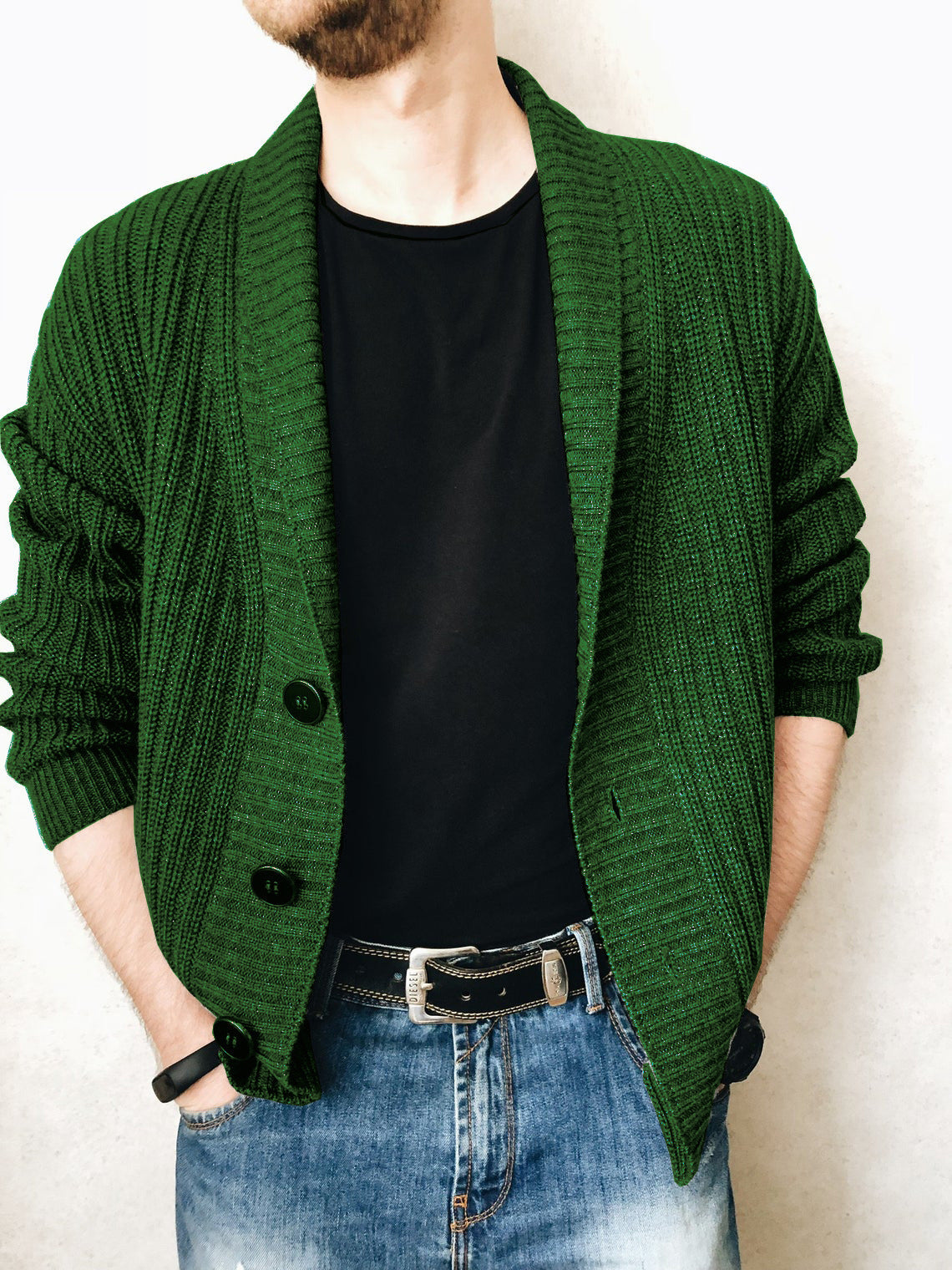 Men's Cardigan Sweater Long Sleeve Urban V-neck Men's Knitwear