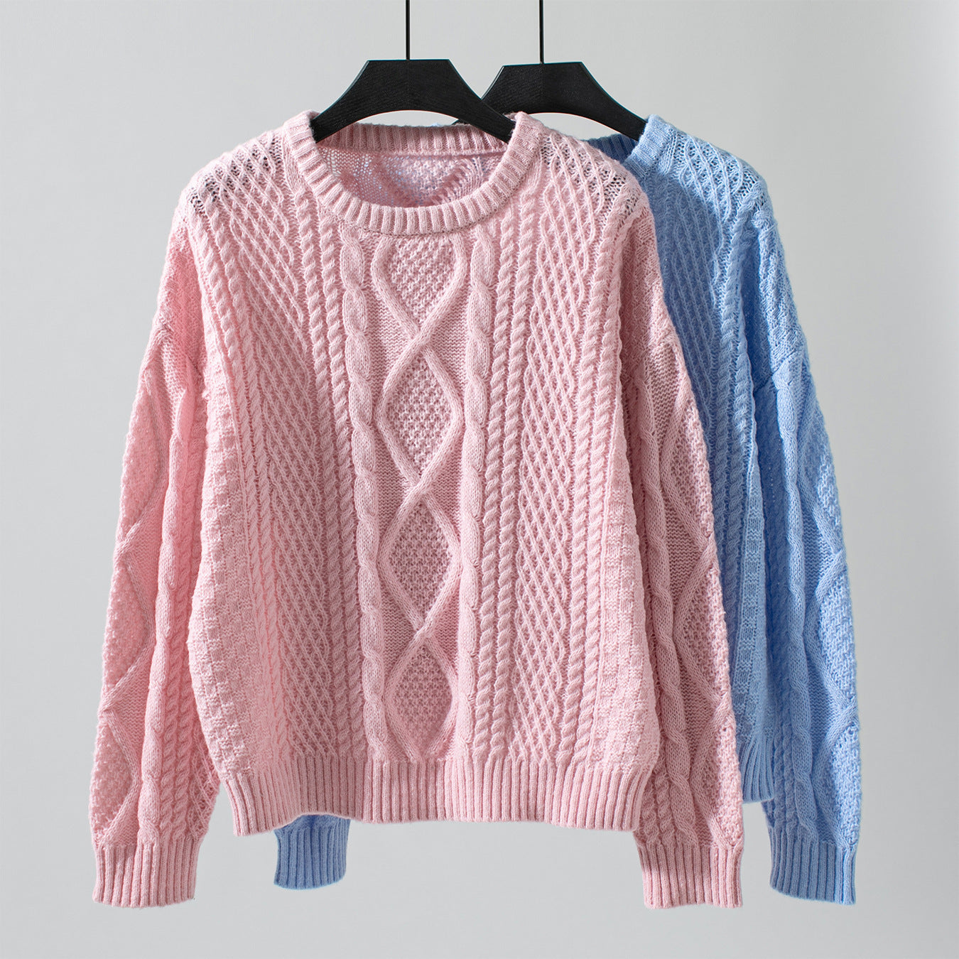 Solid Color Cable-knit Pullover Women's Sweater