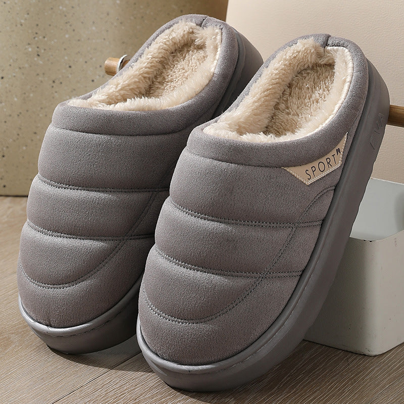 Fashion Solid Plüsch Slipper Winter Warm Indoor Boden Schlafzimmer Home Hausschuhe für Paar Dicken Sohlen Hausschuhe Frauen Männer