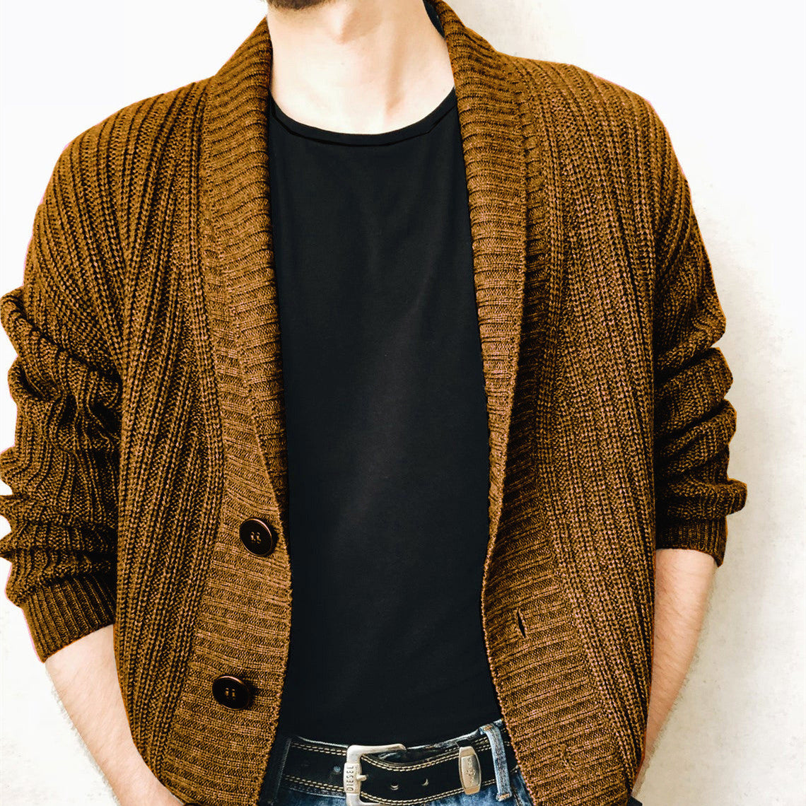 Men's Cardigan Sweater Long Sleeve Urban V-neck Men's Knitwear