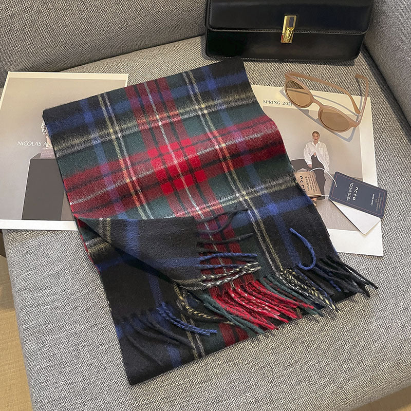 Pure Wool Plaid Scarf British Classic