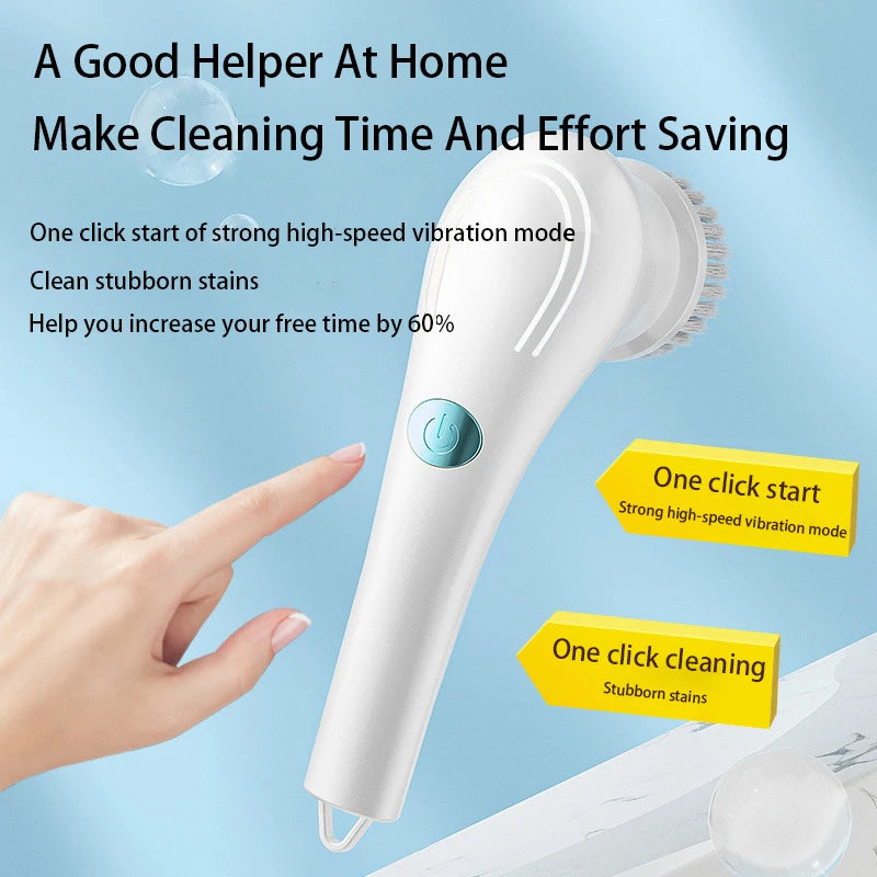 Handheldr Electric Spin Scrubber With 5 Replaceable Brush Head, Power Cordless Electric Cleaning Brush,  For Bathroom, Kitchen