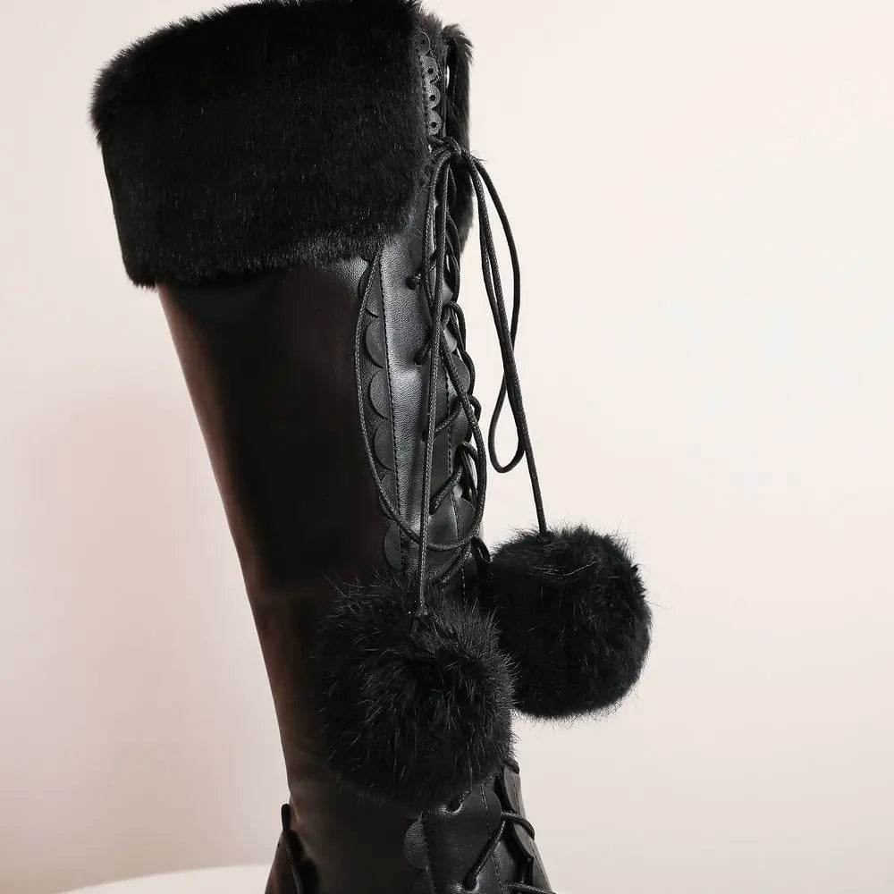 Hohe Stiefel Winterwärmer Pelzstiefel