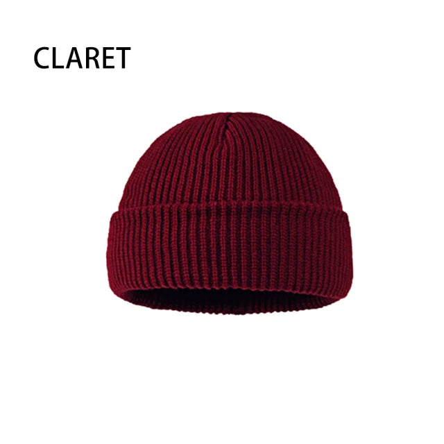 Unisex Solid Knitted Brimless Hat