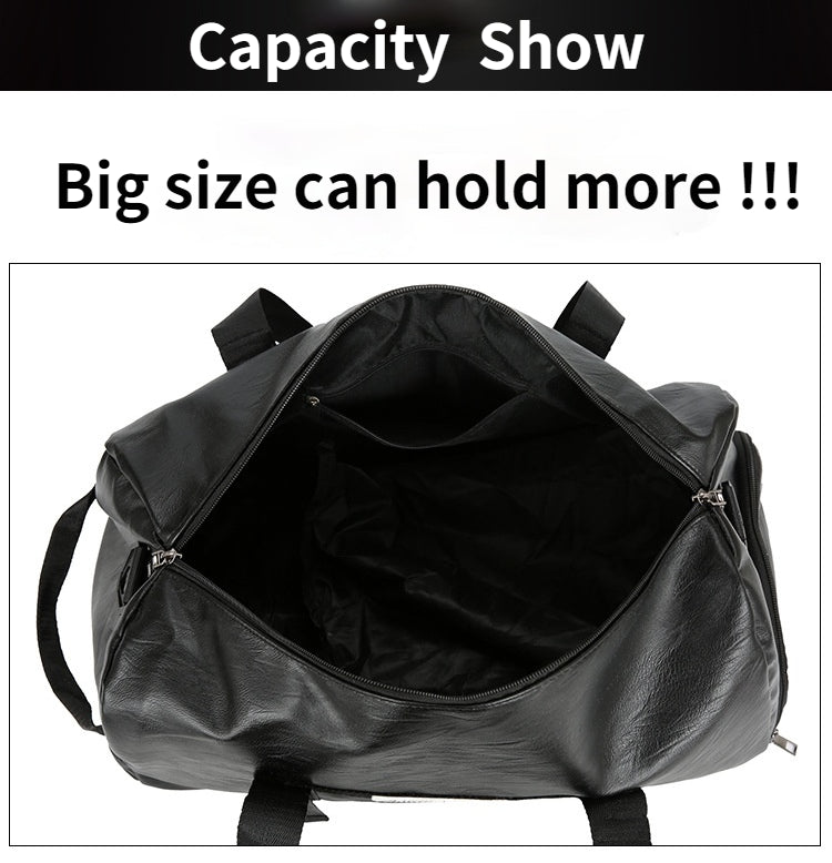 Gym Bag Leather Women Fitness Shoe Compartment Men Duffle Shoulder Bags Waterproof Travel Training Large Sport Handbag