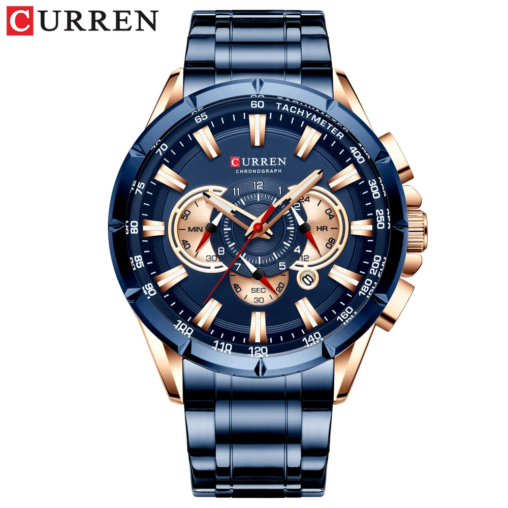 CURREN Wrist Watch Men Waterproof Chronograph Military Army Stainless Steel Male Clock Top Brand Luxury Man Sport Watches 8363