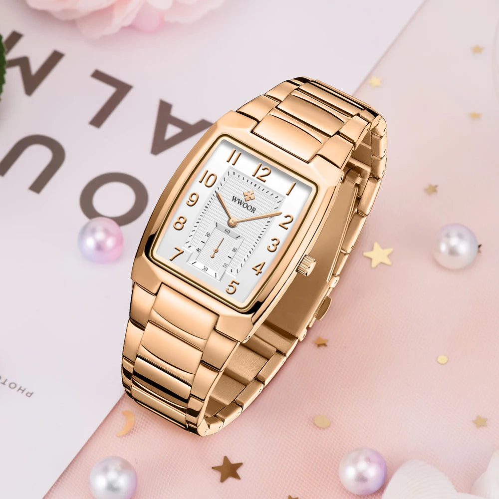 Fashion Women Wrist Watches WWOOR New Top Brand Luxury Creative Steel Ladies Bracelet Watch Dress Female Quartz Waterproof Clock