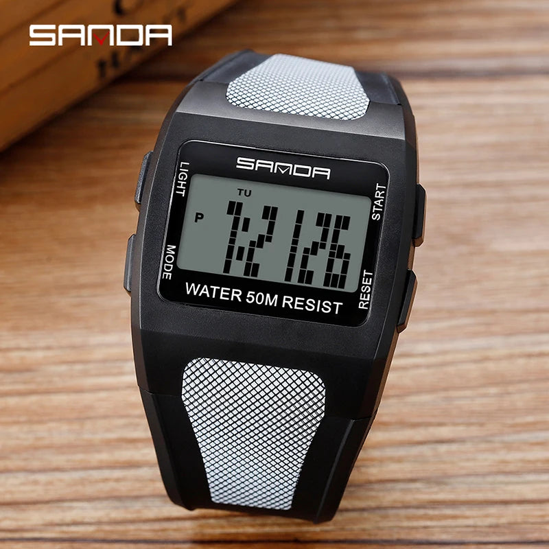 Men's Watch Military LED Digital Display 30M Waterproof Alarm Clock Sports Electronic Wristwatch SANDA Top Brand erkek kol saati