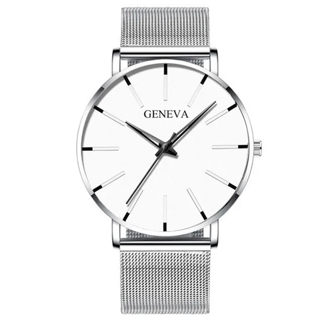 Men's Fashion Minimalist Ultra Thin Watches for Men Simple Business Stainless Steel Mesh Belt Quartz Watch relogio masculino