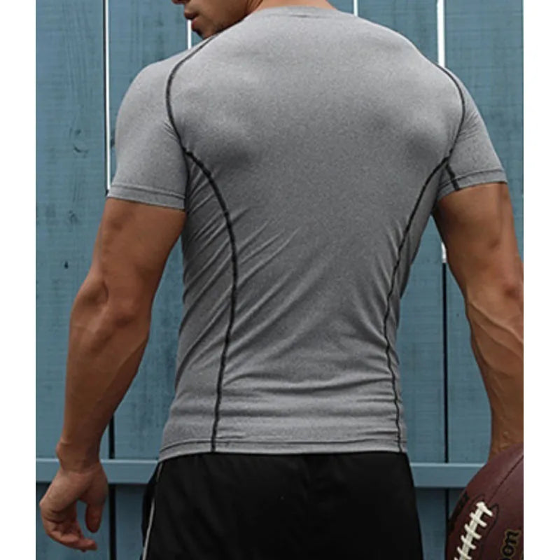 Men's Quick Dry Fitness Printed Tees Outdoor SPORT Running Climbing Short Sleeves Shirt Tights Bodybuilding Tops Corest T-shirt