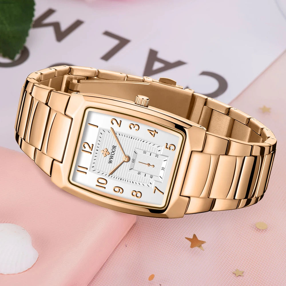 Fashion Women Wrist Watches WWOOR New Top Brand Luxury Creative Steel Ladies Bracelet Watch Dress Female Quartz Waterproof Clock