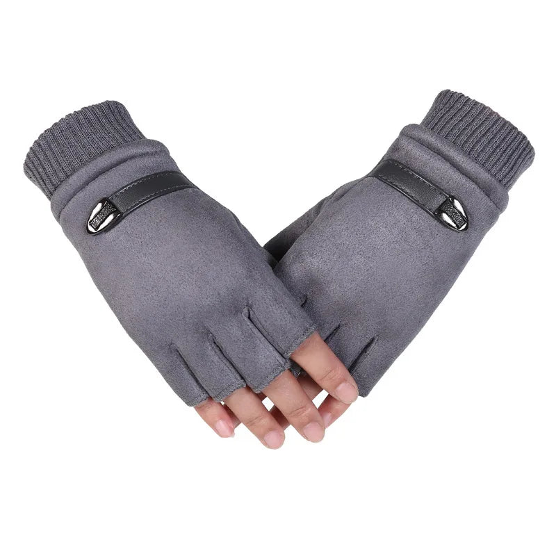 Men's Half Finger Leather Fitness Gloves Bike Sport Gloves Gym Exercise Men Black Rivets Punk Gloves G135