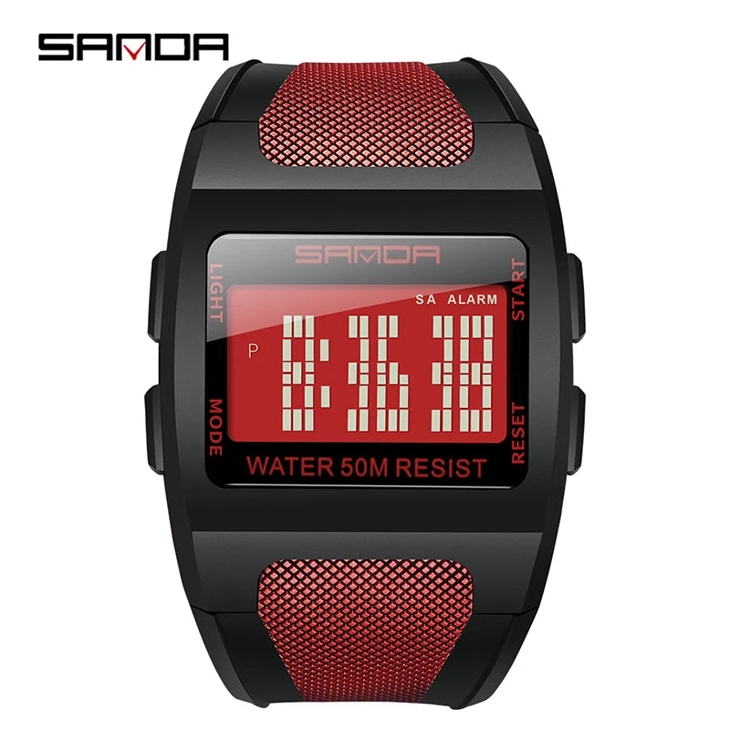 Men's Watch Military LED Digital Display 30M Waterproof Alarm Clock Sports Electronic Wristwatch SANDA Top Brand erkek kol saati