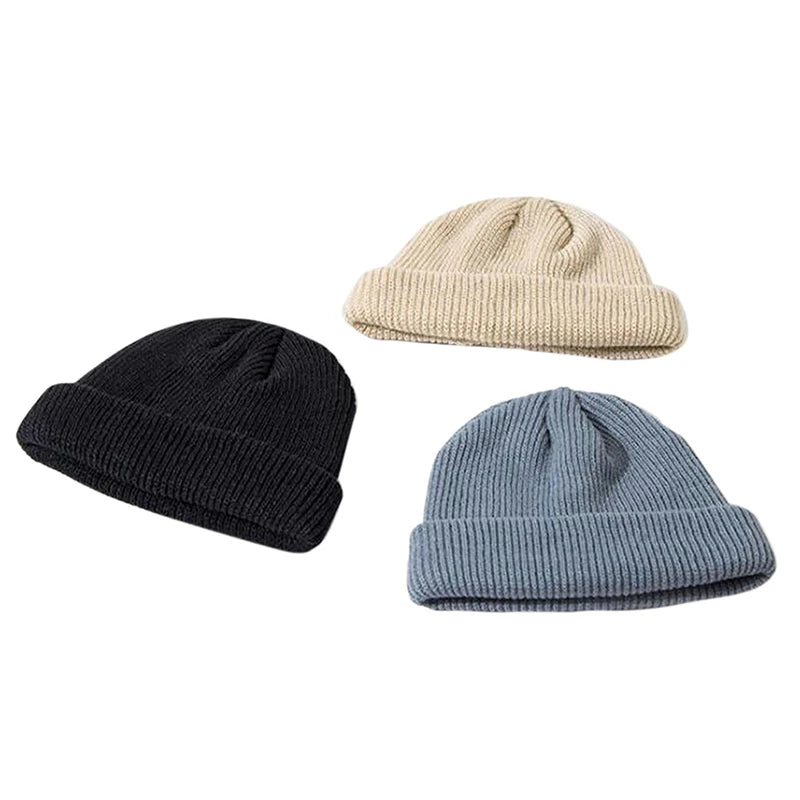 Ladies Casual Cap Winter Unisex Rib Knitted Beanies Hats For Woman Mens Kids Girls Boys Black Grey Red Solid Color