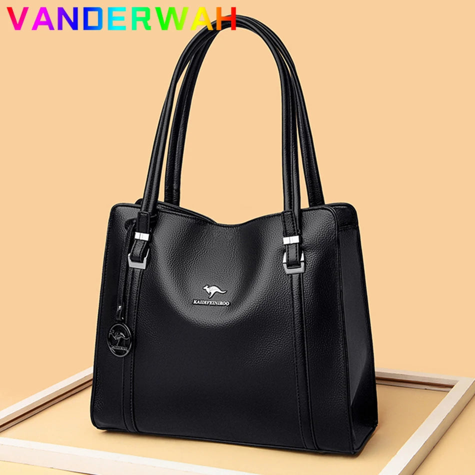 Genuine Soft Leather Handbags for Women Vintage Shoulder Tote Bag Luxury Designer Ladies Large Capacity Purse Bags Sac A Main