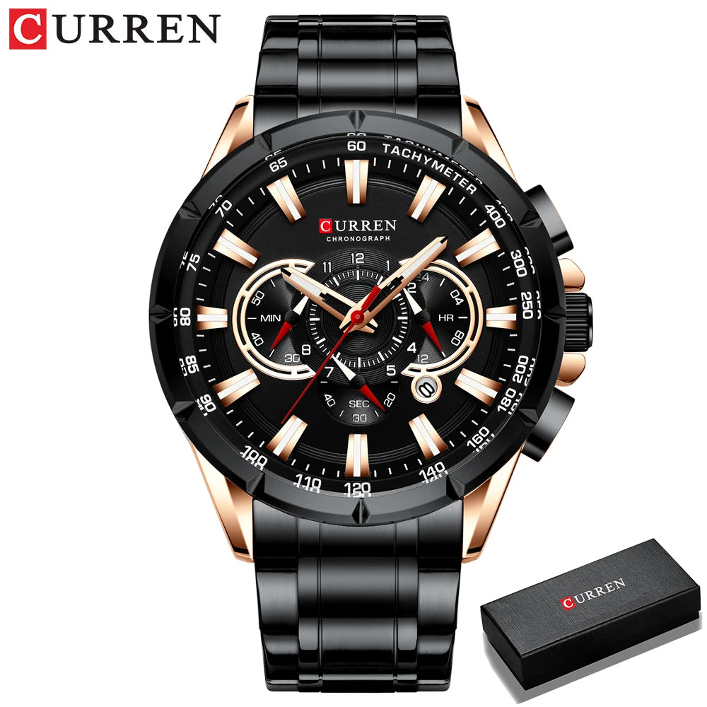 CURREN Wrist Watch Men Waterproof Chronograph Military Army Stainless Steel Male Clock Top Brand Luxury Man Sport Watches 8363