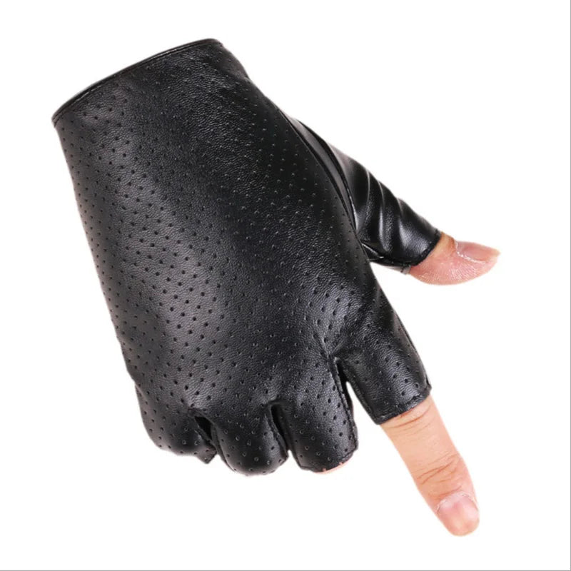 Unisex Nightclub Singer Performance Glove Men Women Half Finger Rivet Punk Party Leather Sport Hip Hop Street Dance Glove I102