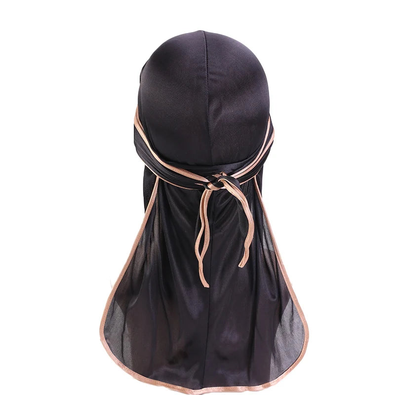 Durag Long Tail Silky Scarf Muslim Doo Rag Pirate Hat Durag Chemo Caps Skull Hat Turban hair band Bandanas 18 colors for Choose