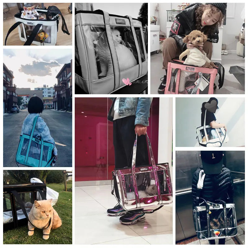 Fashion Clear Comfort Dog Carrier Tote Black White Small Pet Carrier Bag Chihuahua Yorkie Designer Puppy Outdoor Pugs Travel Bag