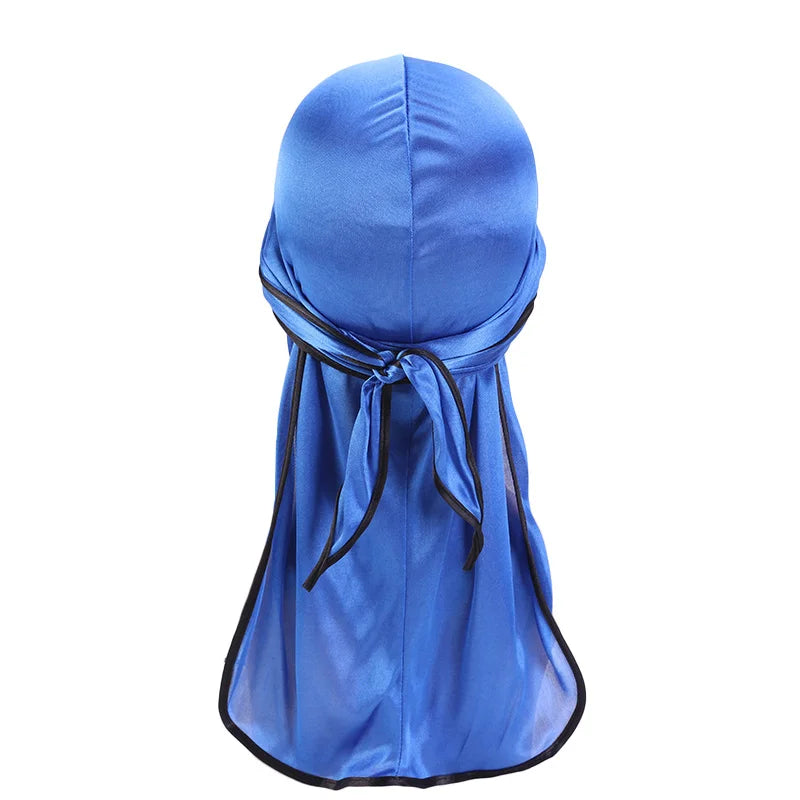 Durag Long Tail Silky Scarf Muslim Doo Rag Pirate Hat Durag Chemo Caps Skull Hat Turban hair band Bandanas 18 colors for Choose