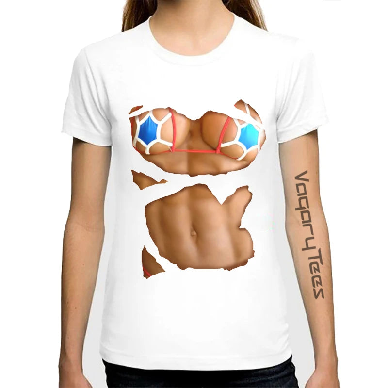 Women Summer Cool Tops Casual 3D boobs Print and Short Sleeve O-neck t-shirt Big Boobs Sexy Breast design Print t shirt