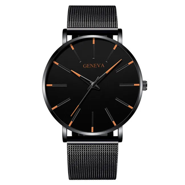 Men's Fashion Minimalist Ultra Thin Watches for Men Simple Business Stainless Steel Mesh Belt Quartz Watch relogio masculino