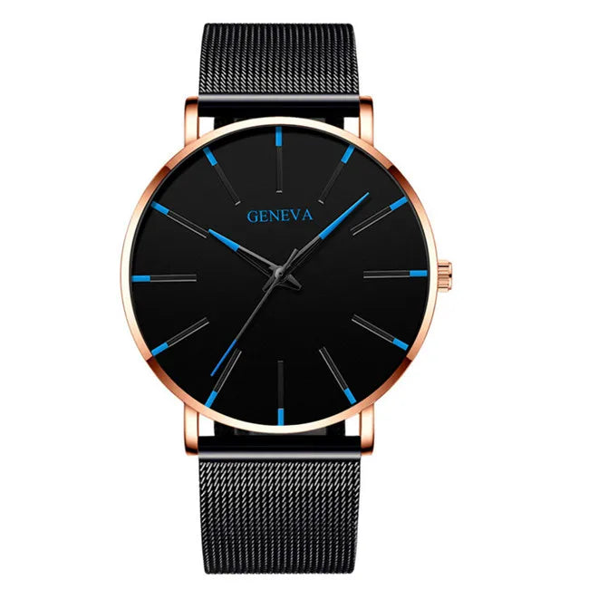 Men's Fashion Minimalist Ultra Thin Watches for Men Simple Business Stainless Steel Mesh Belt Quartz Watch relogio masculino