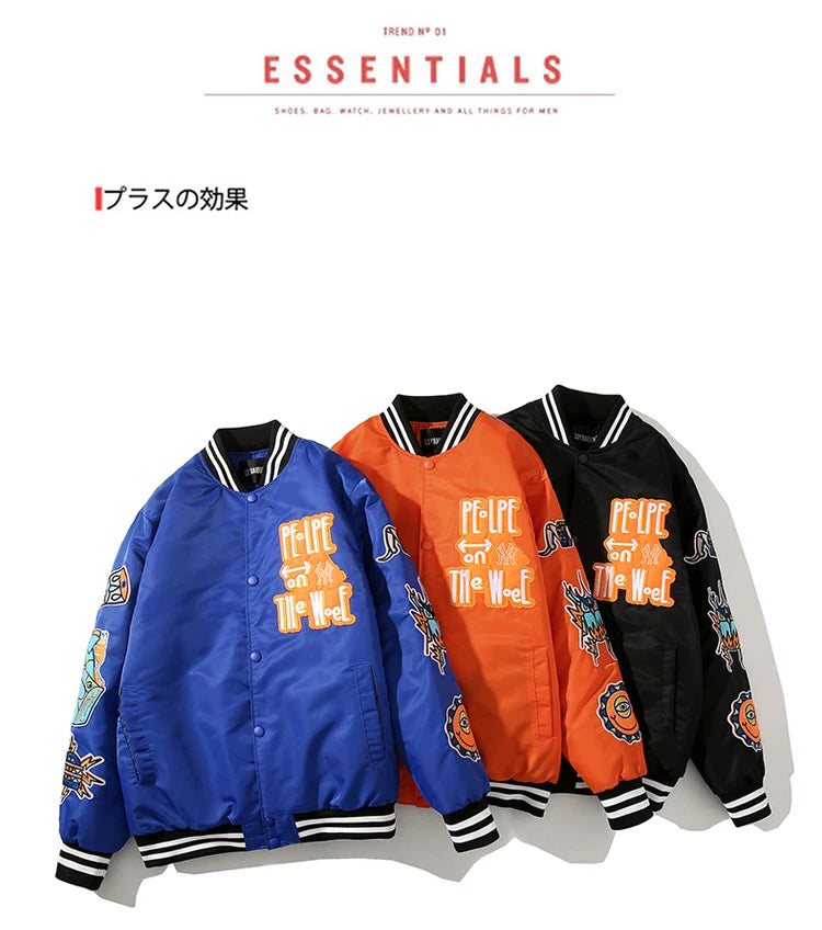 Winter Varsity Jacket Men Women Embriodey Basketball Jacket Retro Fashion Pilot Jacket Men Animal Couple Clothes High Street