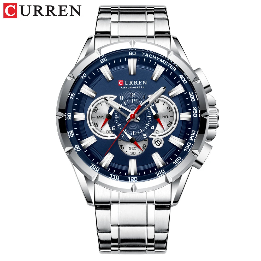 CURREN Wrist Watch Men Waterproof Chronograph Military Army Stainless Steel Male Clock Top Brand Luxury Man Sport Watches 8363