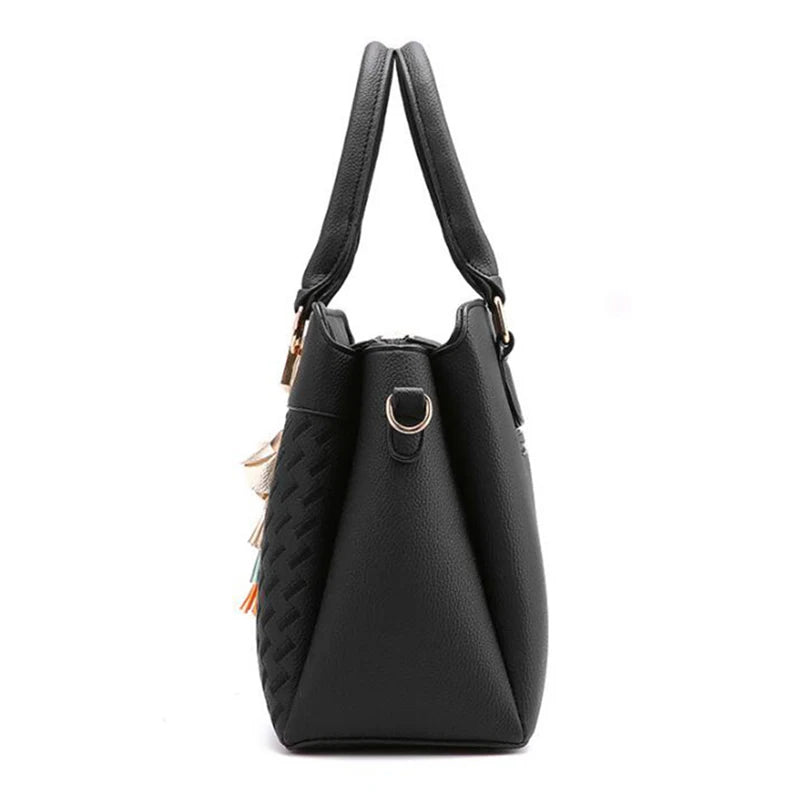 Fashion Women Handbags Tassel PU Leather Totes Bag Top-handle Embroidery Crossbody Bag Shoulder Bag Lady Simple Style Hand Bags