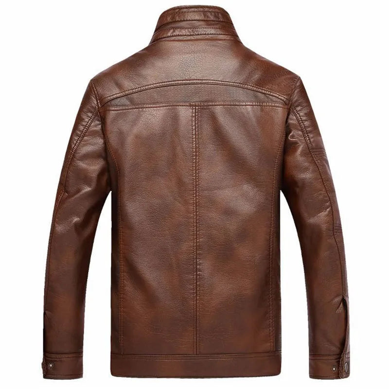 DIMUSI Leather Jacket Men Winter Leanther Jacket Thicken Warm Coat Male Casual Stand Collar Thermal Leather Coats Clothing 5XL