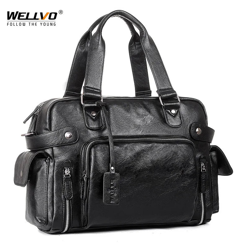 Brand Designer Travel Bag Leather Handbags Men'S Casual Tote for Men Large-Capacity Portable Shoulder Bags Big Package XA214ZC